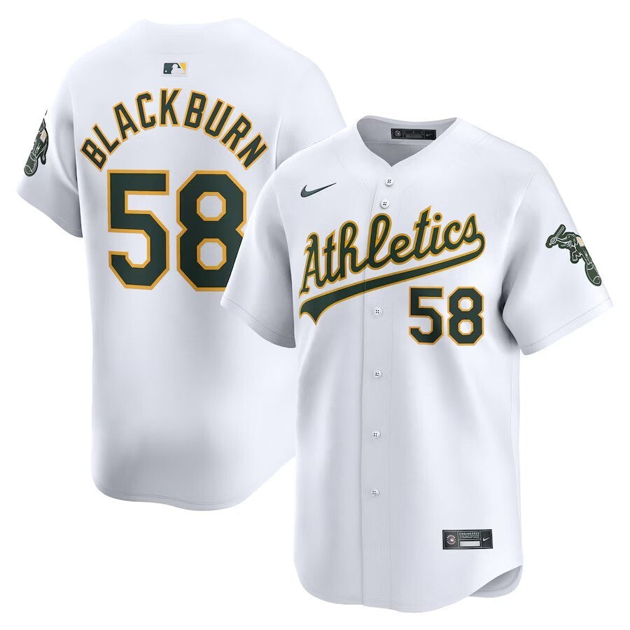 Oakland Athletics #58 Paul Blackburn Home Limited Player Jersey - White