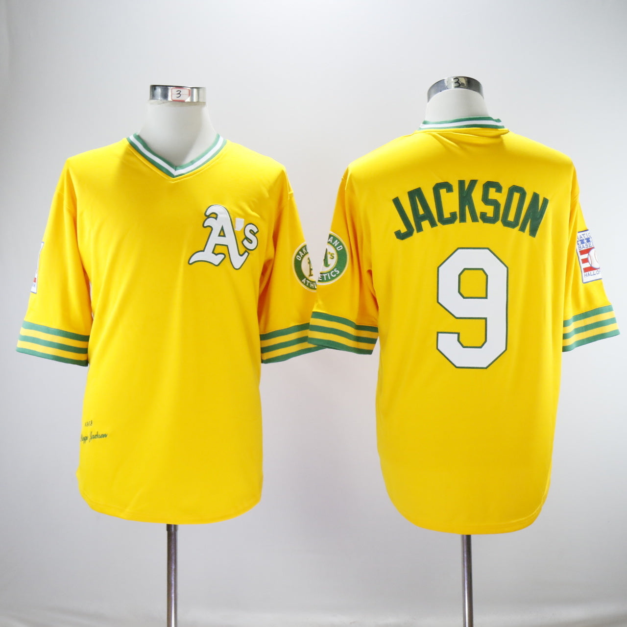 Oakland Athletics #9 Reggie Jackson Athletics 9 Green Retro Pullover Style 2