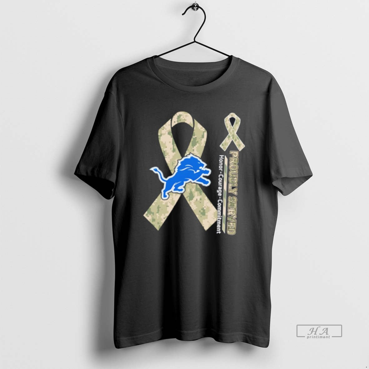 Official Detroit Lions Proudly Served Honor Courage Commitment Tee T-Shirt, Sweatshirt, Hoodie