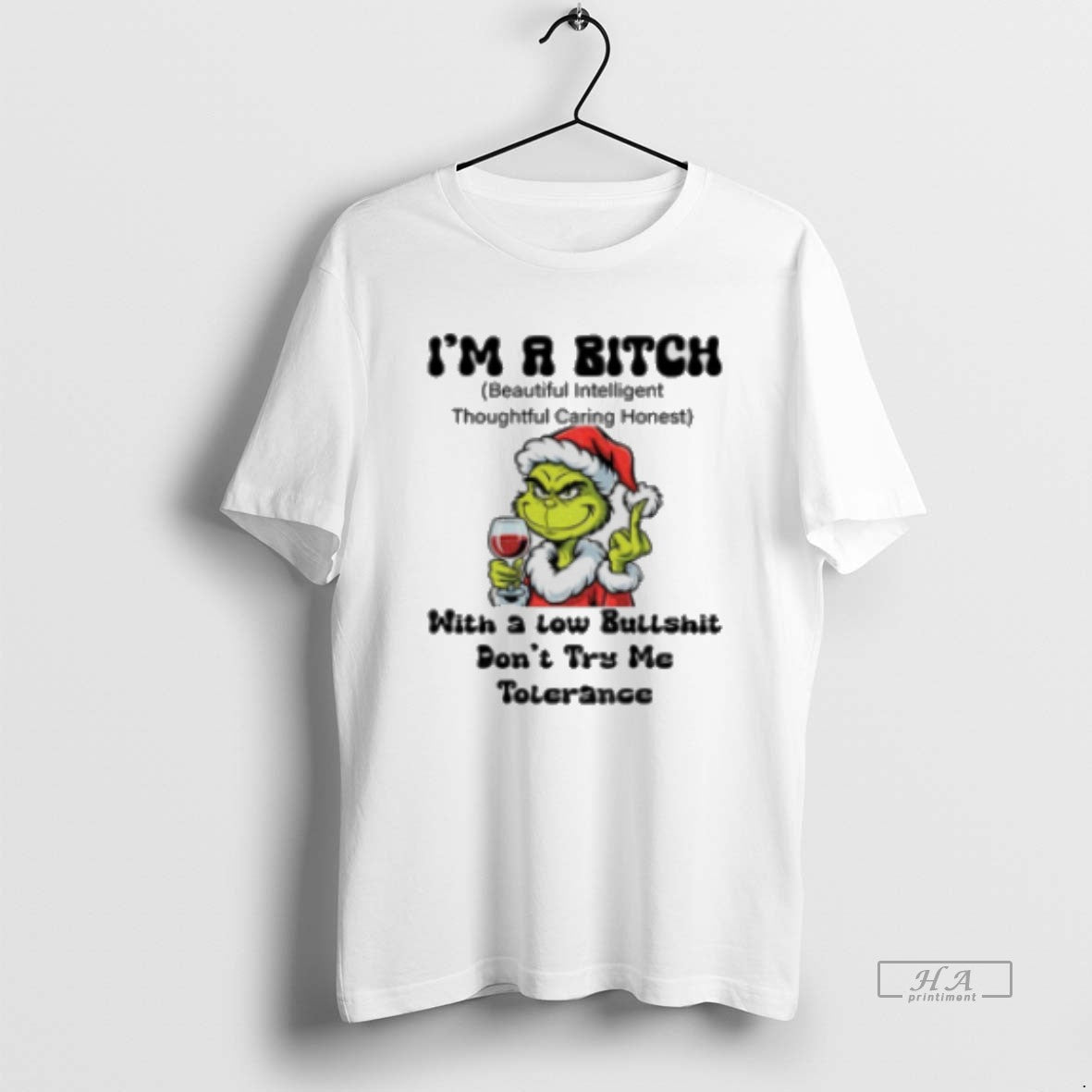 Official Grinch Santa Hat Middle Finger I39m A Bitch With A Low Bullshit Don39t Try