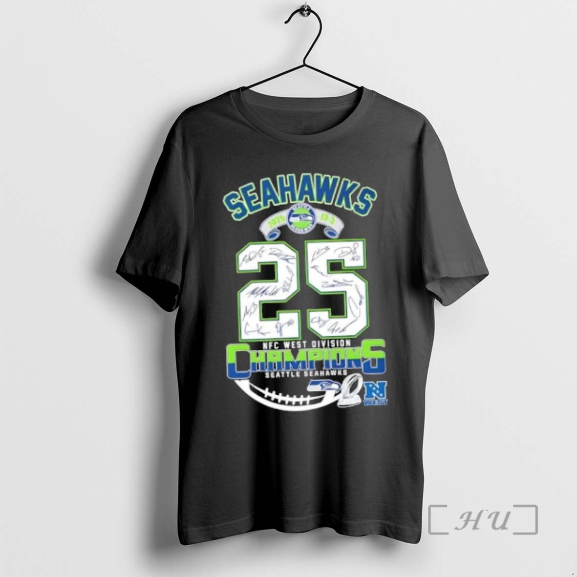 Officials 2025 13 3 Nfc West Division Champions Seattle Seahawks All Signatures Premium T Shirts