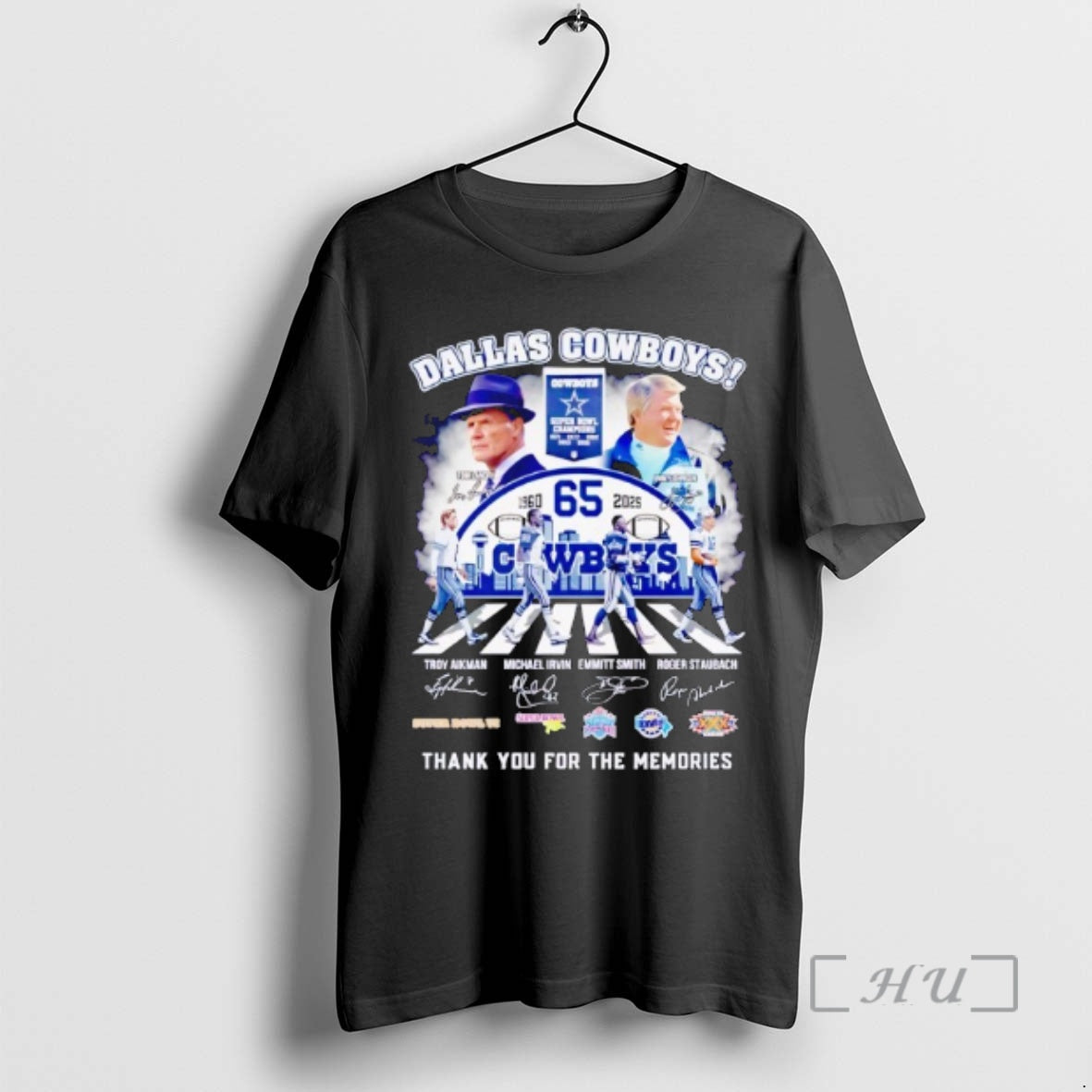 Officials Dallas Cowboys 65th Anniversary 1960 2025 Thank You For The Memories Team Graphic Signature