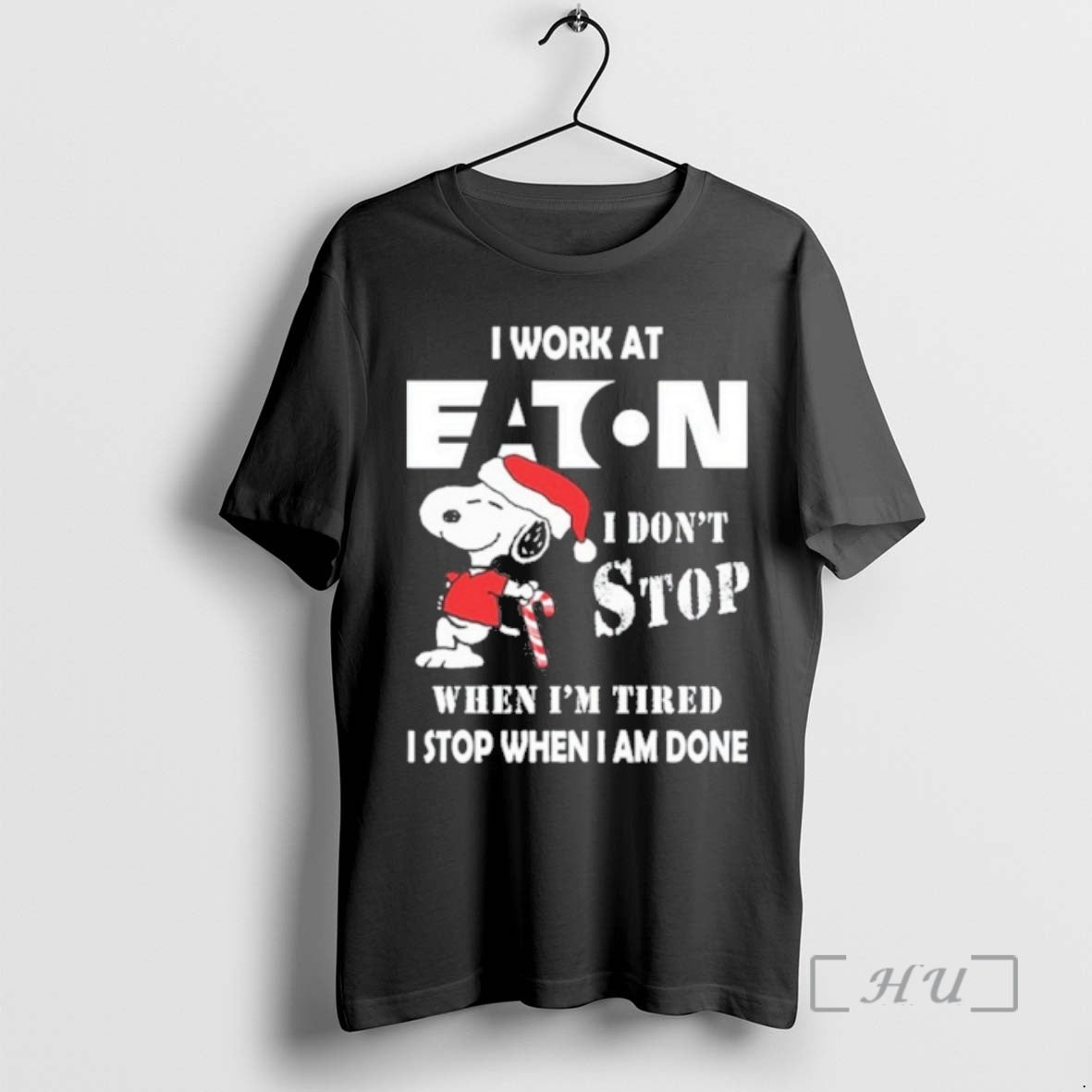 Officials Santa Snoopy I Work At Eaton Corporation I Dont Stop When Im Tired