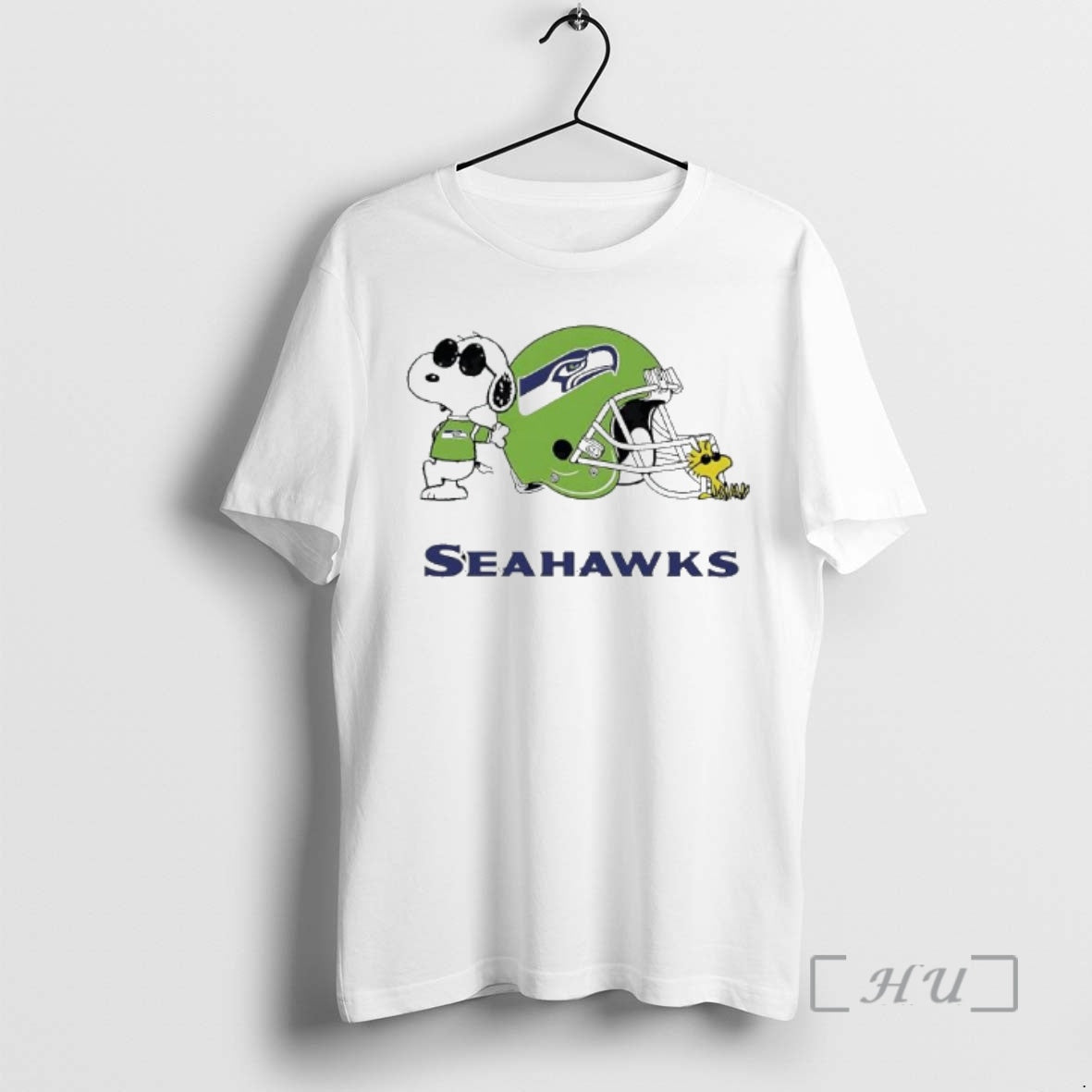 Officials Seattle Seahawks Snoopy And Woodstock Football Helmet And Logo Graphic Premium T Shirts Sweater
