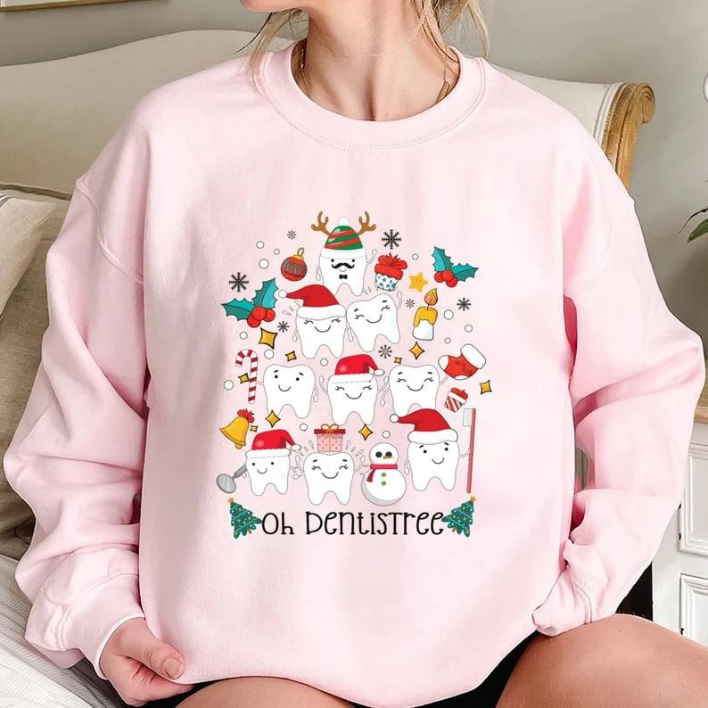 Oh Dentistree Tooth Tree Shirt Funny Dental Sweatshirt ,Christmas Tooth Shirt, Christmas Dentist Student Gift, Funny Tooth Shirt