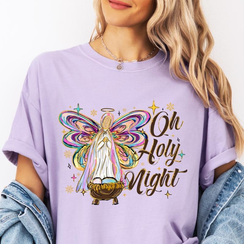 Oh Holy Night Shirt~ Unisex Apparel Relaxed Fit Printed In The USA Clothing Womenswear Casual Comfort Cotton Top Athletic Boho Chic