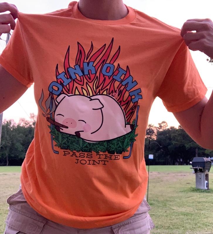 Oink Oink Pass The Joint Graphic Tee Cute Funny Pig Farmer Stoner Gifts For Him Shirt 420 Tshirt Pot Head Festival...