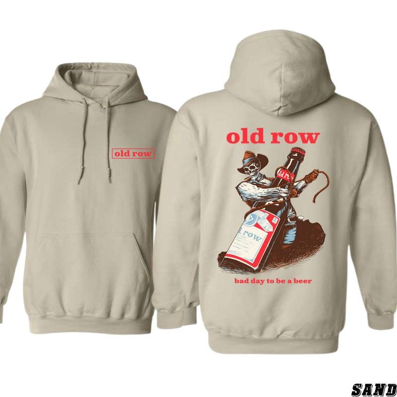 Old Row Bad Day to Be a Beer Hoodie - Fun and Edgy Design Featuring Cowboy and Beer Graphics, Perfect for Party Lovers and Beer Enthusiasts, Unisex Hoodie for Everyday Comfort and Bold Style Menswear Sweaters Tops Underwear