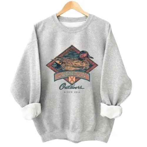 Old Row Sitting Duck , Vintage Duck Hunting Sweatshirt Outdoors Hunting Mallard, sweatshirt hot trend
