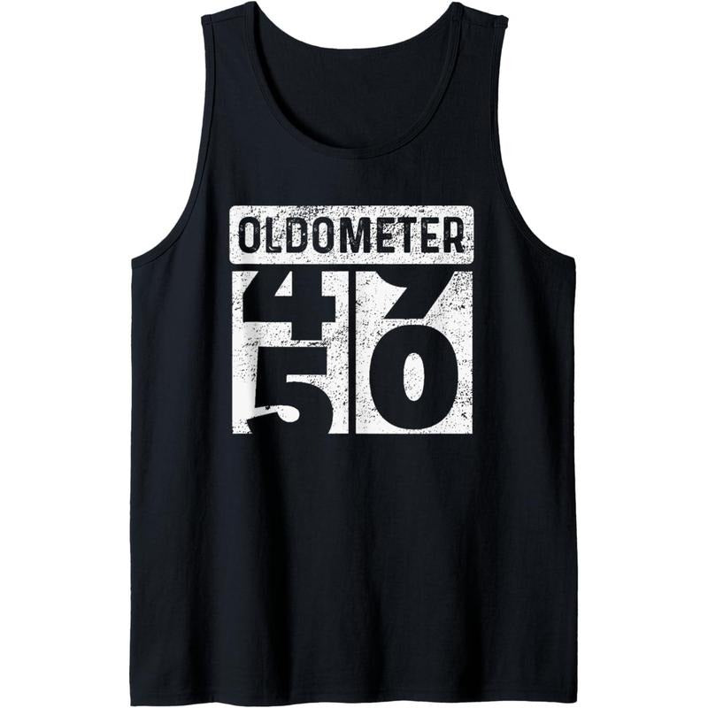Oldometer Odometer Funny 50th Birthday Gift 50 yrs Old Joke Tank Top MADE IN USA