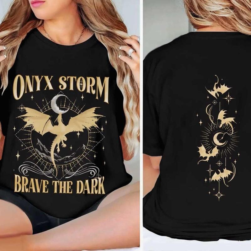 Onyx Storm Brave The Dark Hoodie, Fly Or Die,Dragon Rider Tshirt, Fourth Wing Series, Dragon Book Lovers Sweatshirt, Unisex Sweater Pullover Tee