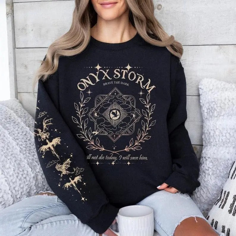 Onyx Storm Inspired Sweatshirt, Jumper for Book Lovers, Unisex Crewneck, Fourth Wing Series, Cozy Pullover, Fan Gift, Bookish Merch