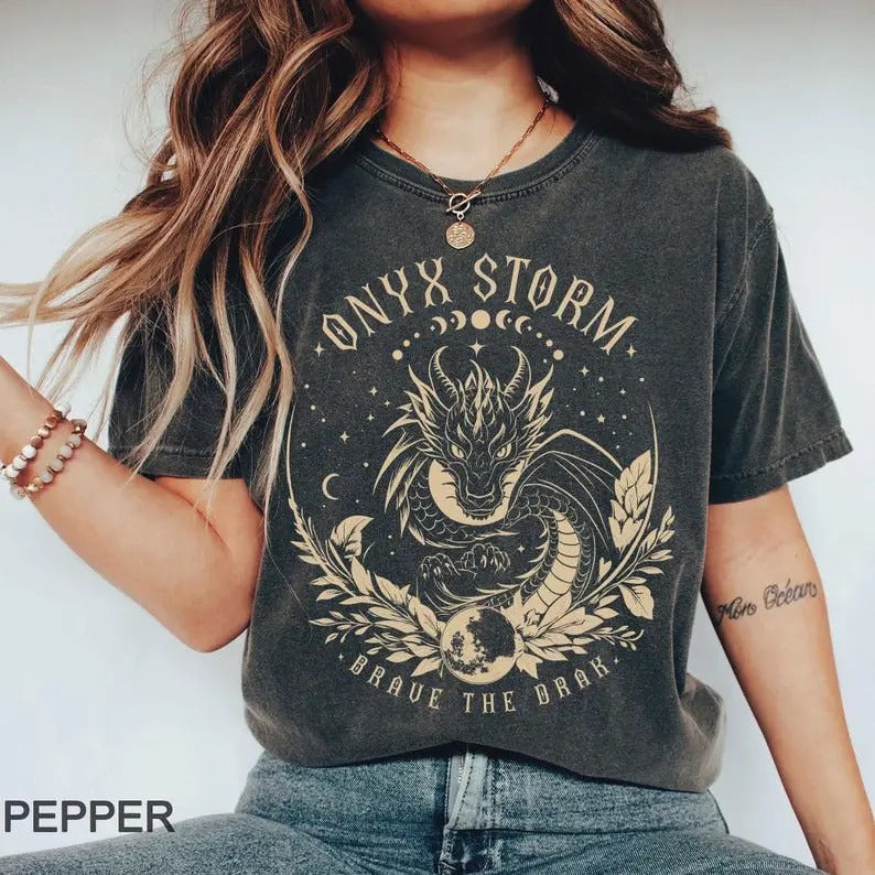 Onyx Storm T-Shirt, Fourth Wing Shirt, Dragon Rider Shirt, Iron Flame Merch, Gift For Book Lover, Bookish Shirt Crewneck...