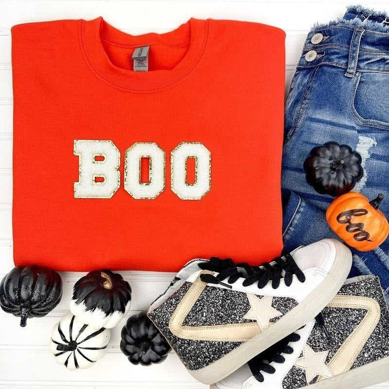 Orange BOO Patch Sweatshirt