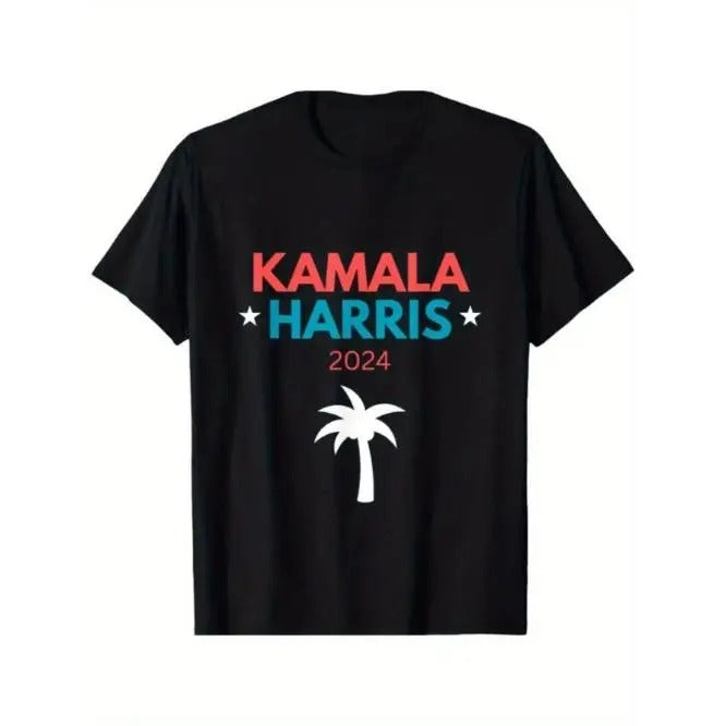 Outdoor men's crew neck T-shirt, comfortable and breathable, Kamala Harris 2024 US Election Coconut Funny T-shirt breathable soft men's printed T-shirt cotton, everything goes with it Made in USA
