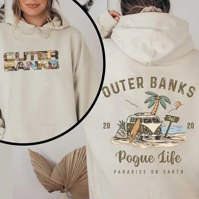 Outer Banks Pogue Life Paradise On Earth Retro JJ Maybank Unisex Cotton 2 sides Hoodie