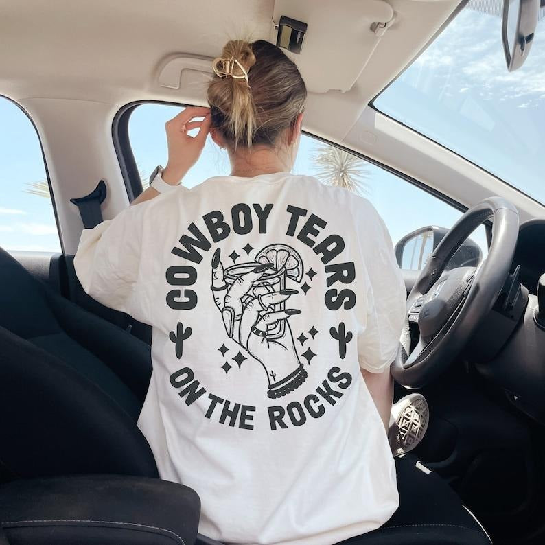Oversized Graphic Cowboys T Shirt Trendy Country Concert Tee Tequila Shot Western Shirt Cute Cowboy Tears Shirt Vintage sweater and hoodie