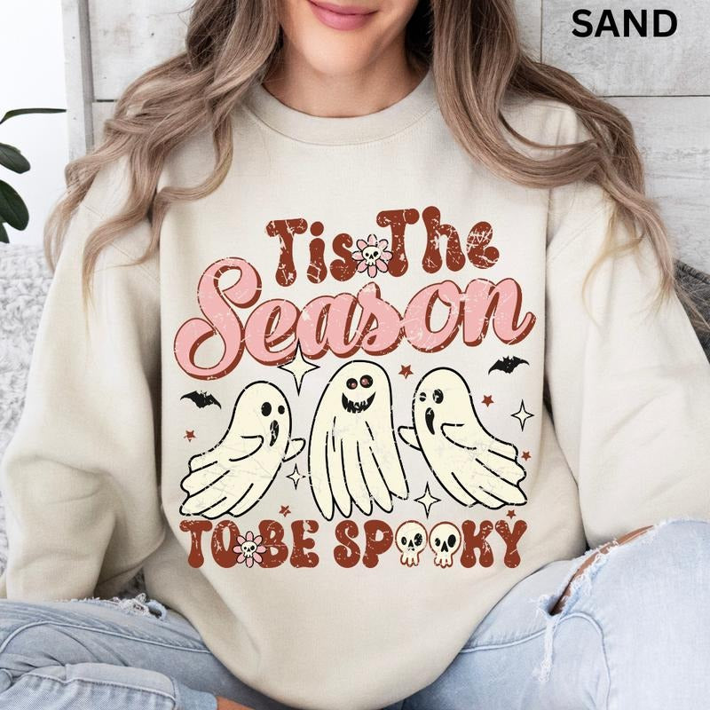 Oversized Halloween Crewneck Sweatshirt, To Be Spooky vibes Crewneck, Retro Sweatshirt Graphic Oversized Halloween...