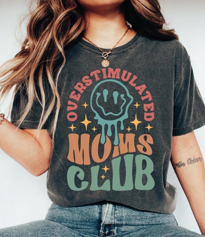 Overstimulated Moms Club Sweatshirt, Melting Face Moms Club T-Shirt, Smiling Face Mama Tee Shirt, Cool Mom Sweater, Anxiety Mom Shirt, Gift For Mother's Day