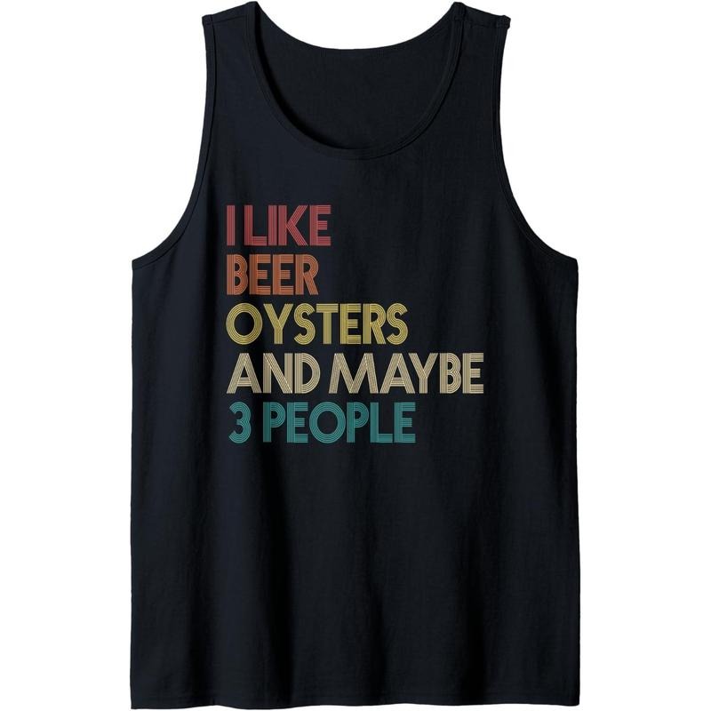 Oysters And Beer Lovers Introvert Funny Quote Vintage Retro Tank Top MADE IN USA
