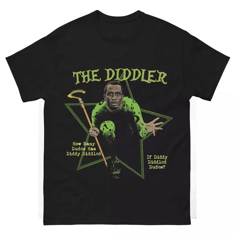 P D!ddy Funny 39 The D!ddler 39 Ironic T-Shirt Sean Diddy Combs Parod Round T-shirt, Vintage 90s style top clothing, Unisex graphic Streetwear shirts