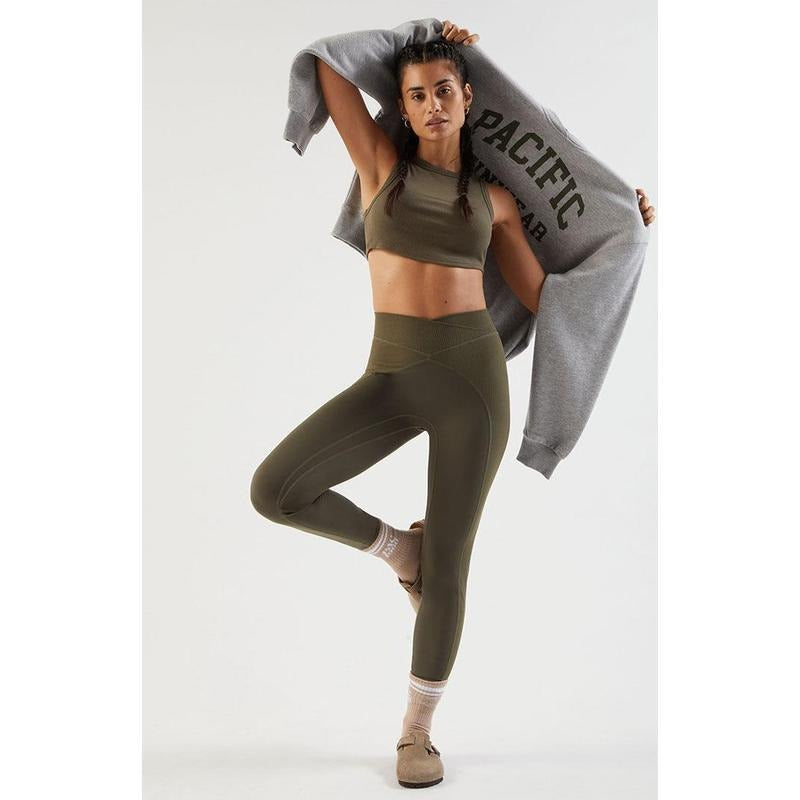 PAC 1980 Women's PAC WHISPER Green Active Sculpt Ribbed Yoga Pants