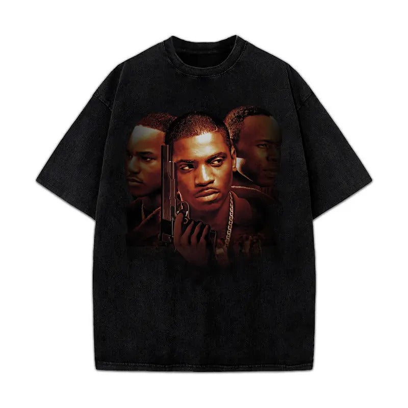 PAID IN FULL Mitch Ace & Rico Oil Paint Style Classic Hood Hip Hop Movie T-Shirt Cotton Menswear