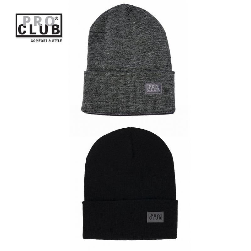 PROCLUB Men's Cuffed Logo Beanie PRO CLUB Thick Soft Knit Beanies One Size Fits Casual Warm Cozy Stretchy Ski All Outdoors Sports Hip Hop Harem