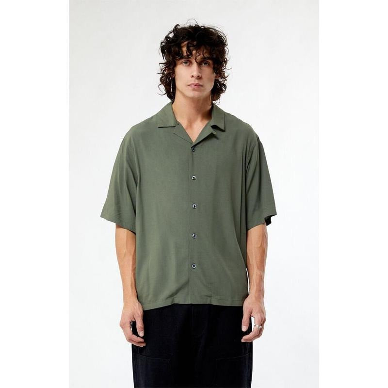 PacSun Men's Olive Oversized Camp Shirt