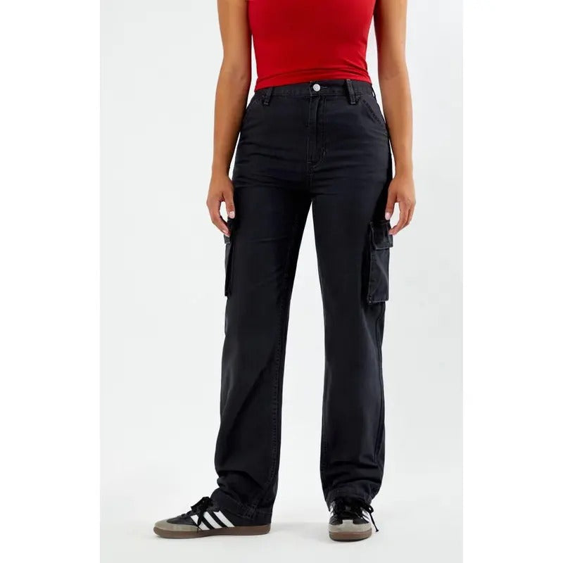 PacSun Women's Black Cargo Dad Jeans