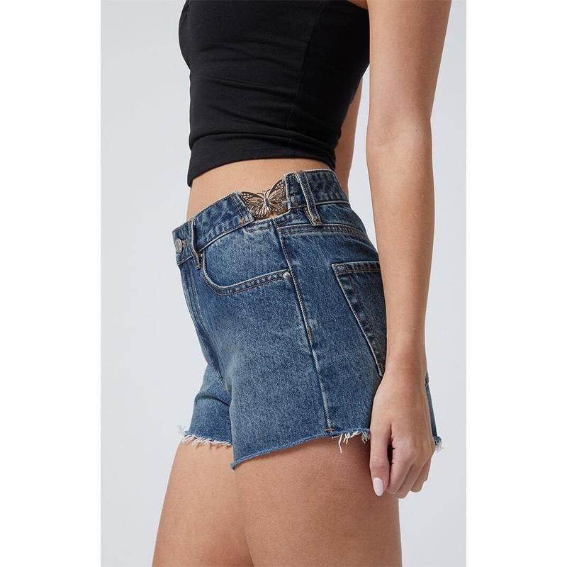 PacSun Women's Dark Indigo Butterfly High Waisted Denim Festival Shorts T-Shirts, Hoodie, Sweatshirt | WearSparks.com