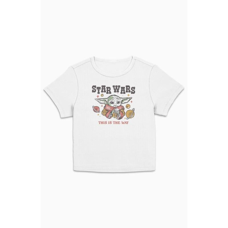 PacSun Women's Star Wars Baby Yoda Cropped T-Shirt