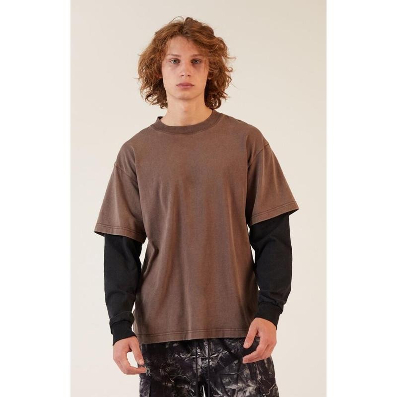 Pacsun Men's Brown Potassium Layered Long Sleeve T-Shirt