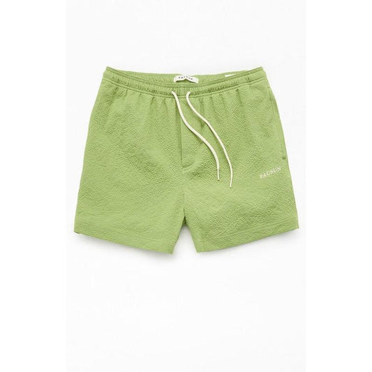Pacsun Men's Green Sail Seersucker 4.5" Swim Trunks