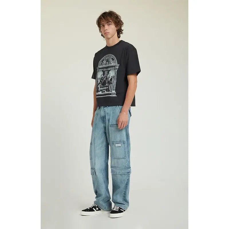 Pacsun Men's Light Indigo Baggy Carpenter Cargo Jeans