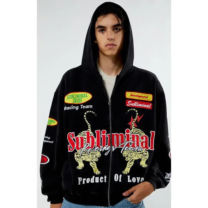 Pacsun Men's Subliminal Racing Full Zip Hoodie