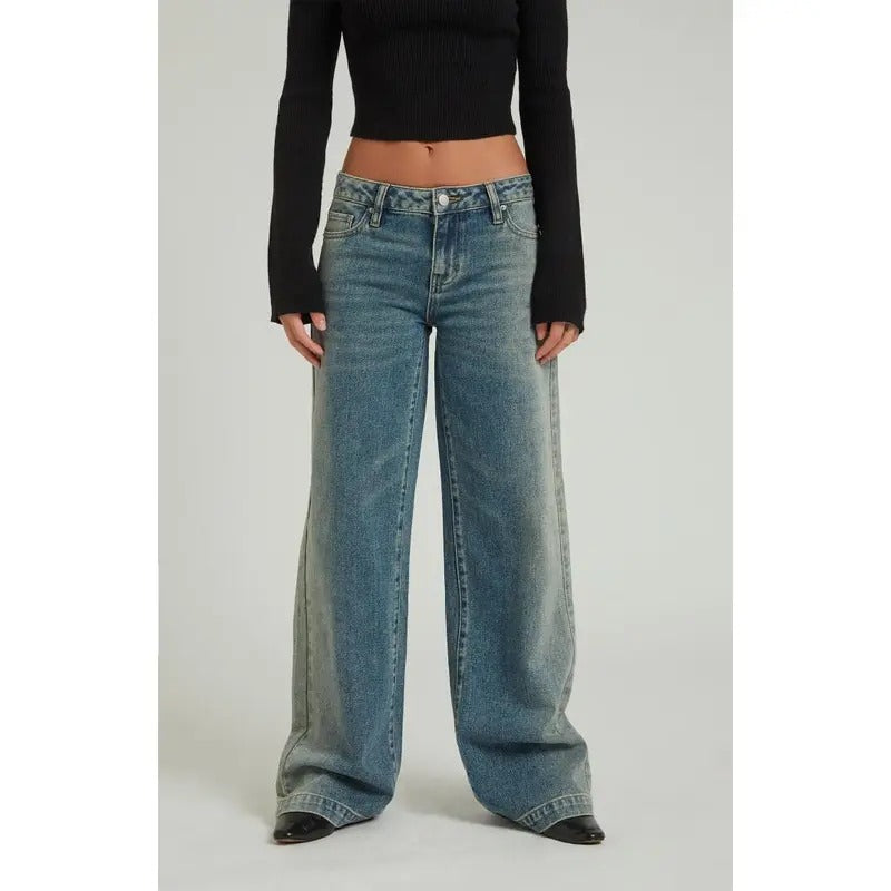Pacsun Women's Casey Indigo Low Rise Baggy Jeans
