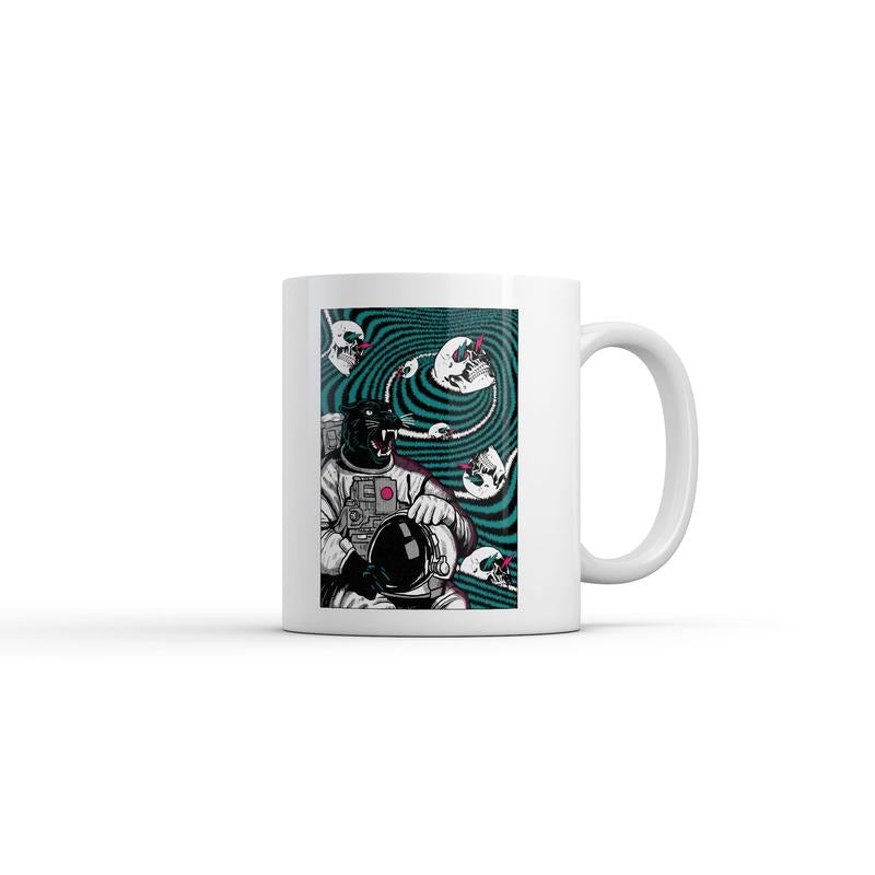 Panther Astronaut Mug Funny Sarcastic Space Graphic Novelty Coffee Cup-11oz Funny Coffee Mugs Ceramic Printed Drinkware Cup