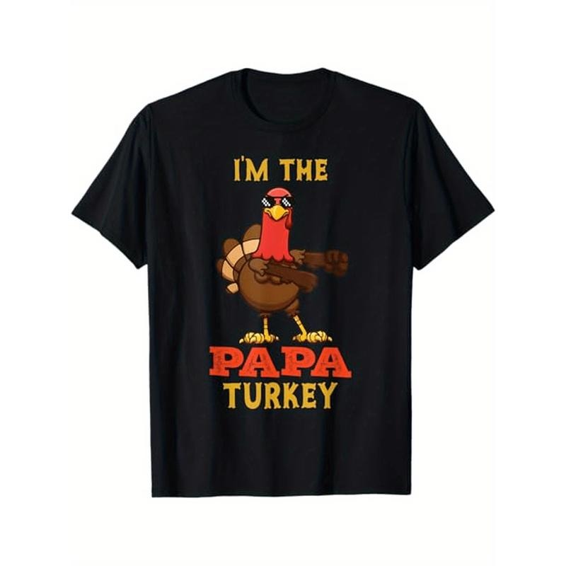 Papa Turkey Matching Family Group Thanksgiving Gifts T-Shirt Halloween Thanksgiving Christmas Gifts for Men Women Friends Family, S-XXXL, Black made in usa