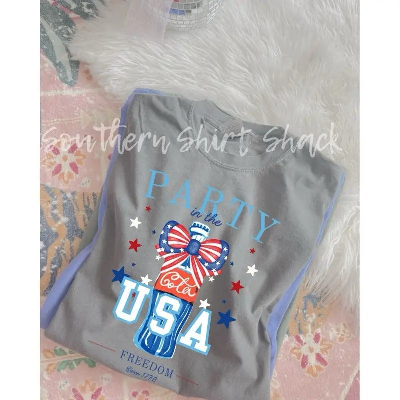 Party in the USA Cola T shirt | granite comfort colors t shirt
