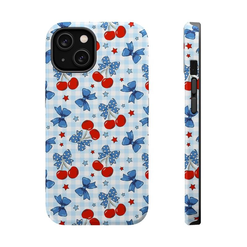 Patriotic Cherry Phone Case Mag Safe Compatible Magnetic Tough Cases