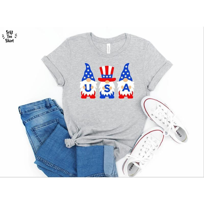 Patriotic Gnomes Shirt Patriotic Gnomes With Usa Flag 4th Of July Gnomes Shirt Fourth Of July Shirt Independence Day 4th Of July Shirt