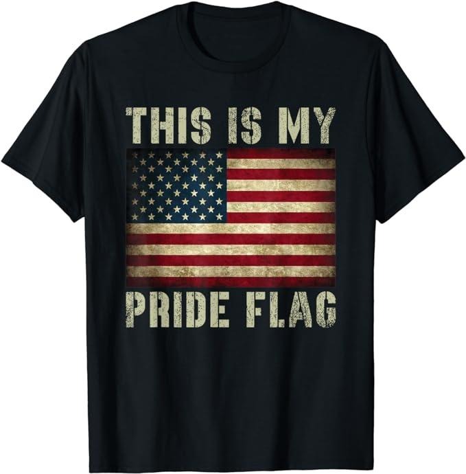 Patriotic Shirts For Men, This Is My Pride Flag USA American 4th of July Patriotic T-Shirt Menswear Casual Cotton Top Basic