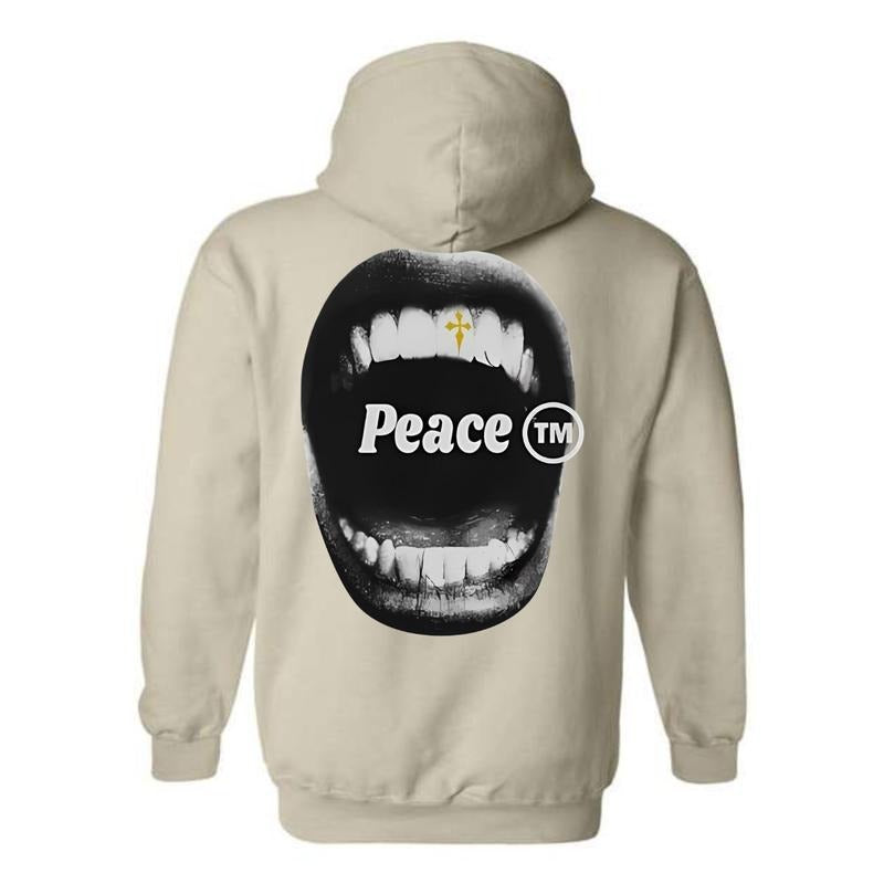 Peace Hoodie - Bold Mouth Design with Peace TM Symbol, Perfect for Making a Statement, Ideal for Casual Wear, Comfortable...