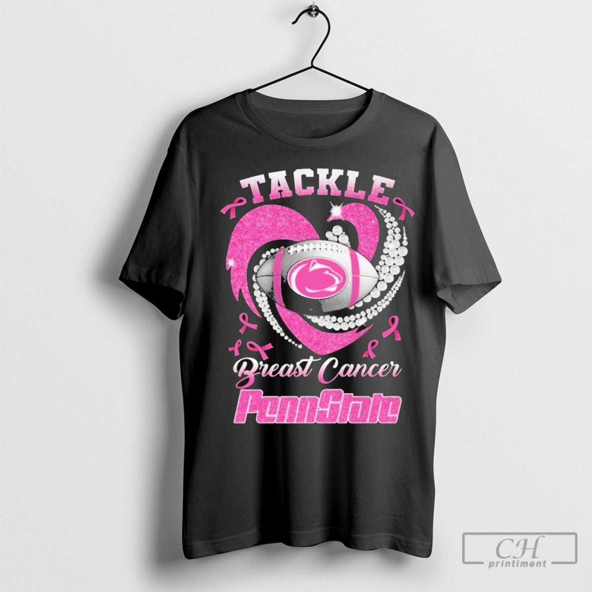 Penn State Nittany Lions Tackle Breast Cancer Heart Diamond