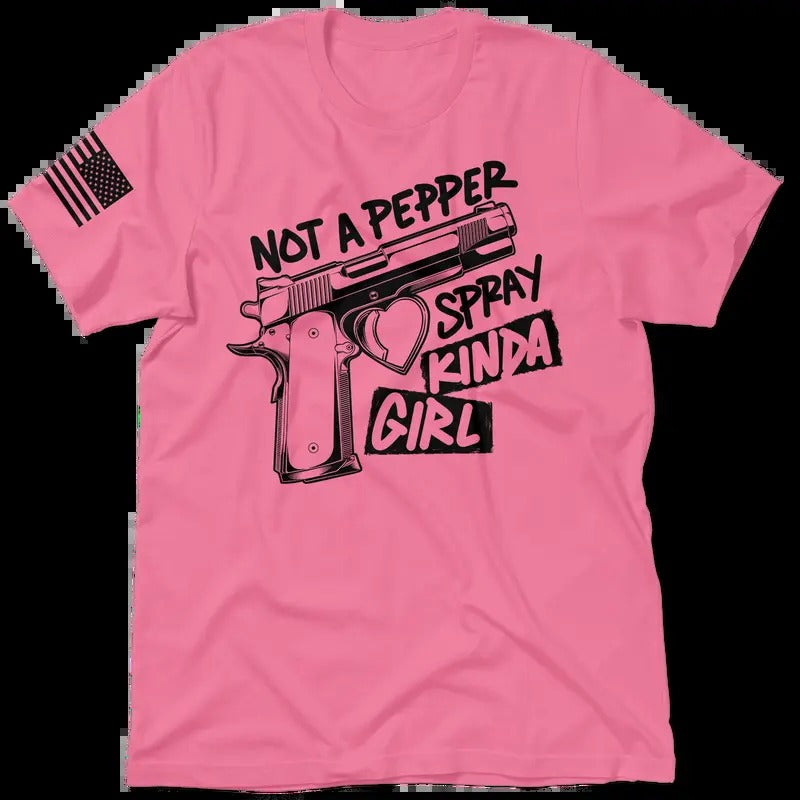 Pepper Spray Pink Shirt - Women's T-Shirt Casual Cotton Tshirt Top Collar Womenswear