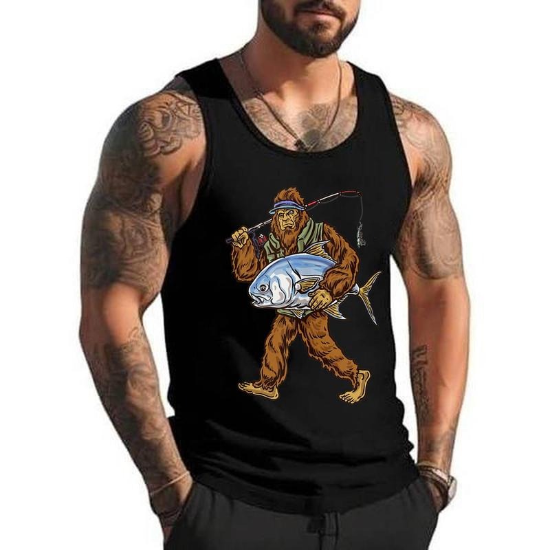 Permit Fishing Bigfoot Fishermen Unisex Tank Top, Cotton, Size S-3XL
