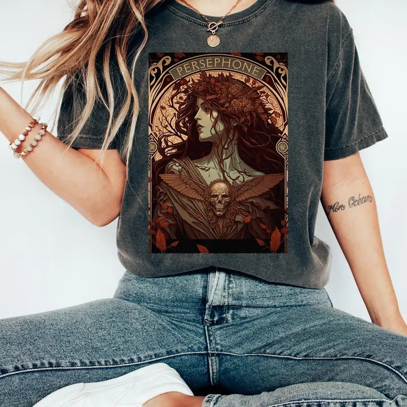 Persephone Tarot Card Shirt Comfort Colors Mythology Shirt Poet Shirt Greek Mythology Tarot Card T Shirt Olympus Mystical Shirt Tarot Shirts