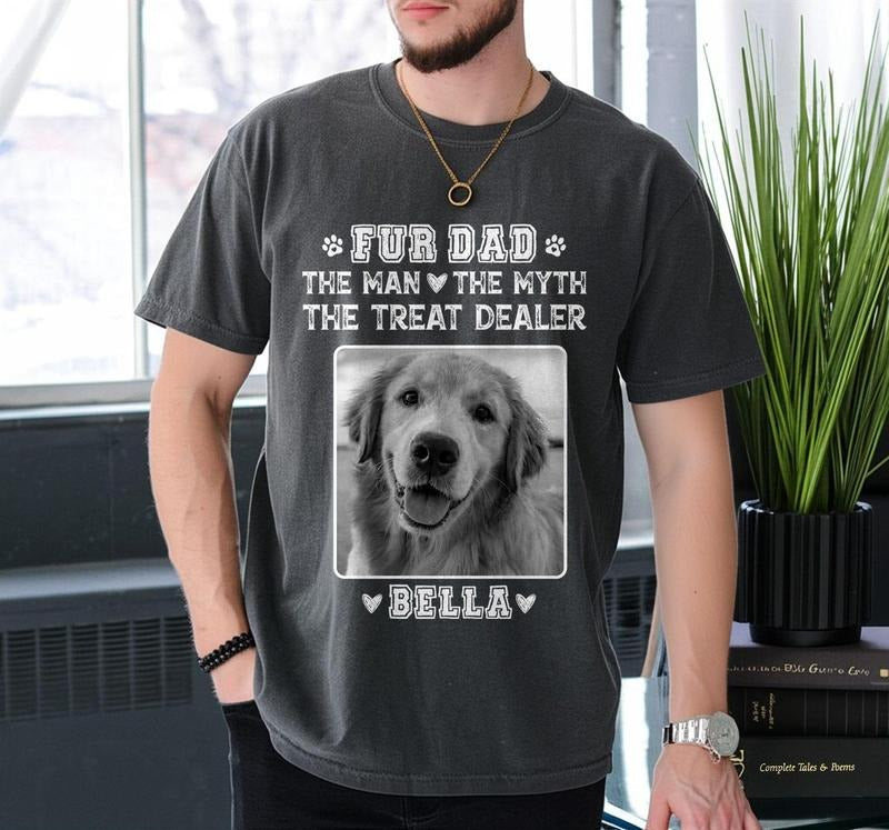 Personalized Dog Dad Shirt with Pet Name and Photo, Funny Dog Dad Shirt, Custom Dog Photo Shirt, Father's Day Dog Dad Shirt, Treat Dealer
