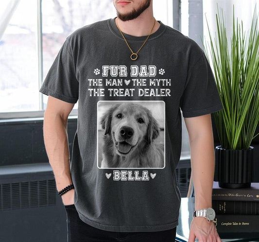 Personalized Dog Dad Shirt with Pet Name and Photo, Funny Dog Dad Shirt, Custom Dog Photo Shirt, Father's Day Dog Dad Shirt, Treat Dealer